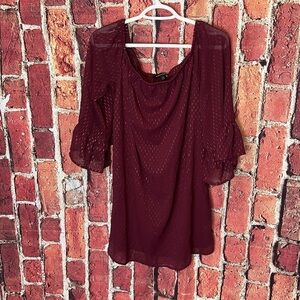 Jealous Tomato Burgundy Bell Sleeve Blouse Medium